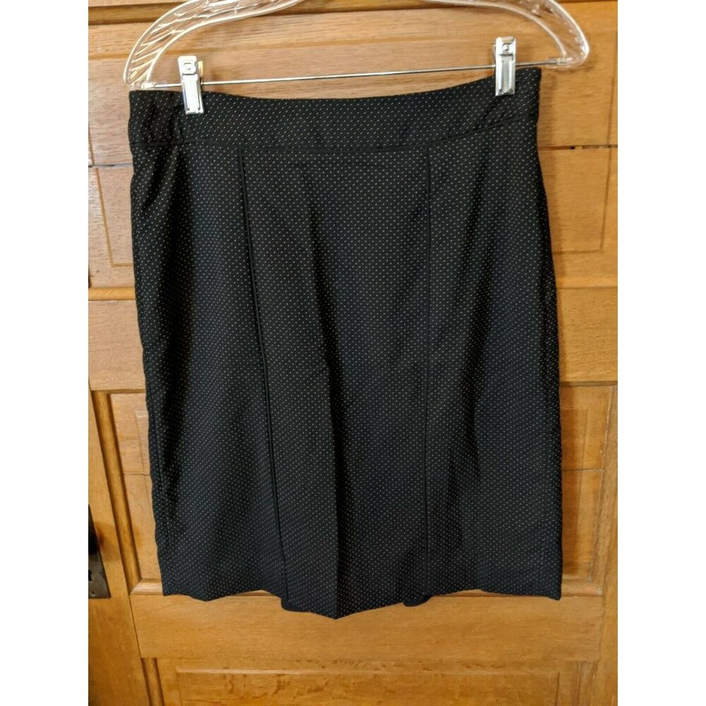 White House Black Market Womens Skirt Size 8 Modest Black White Polka Dot